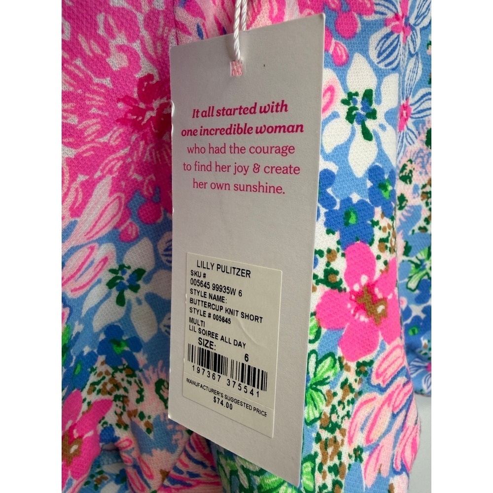 Lilly Pulitzer Buttercup Knit Short Women 6 Multi Lil Soiree All Day Scallop Hem - Picture 10 of 13
